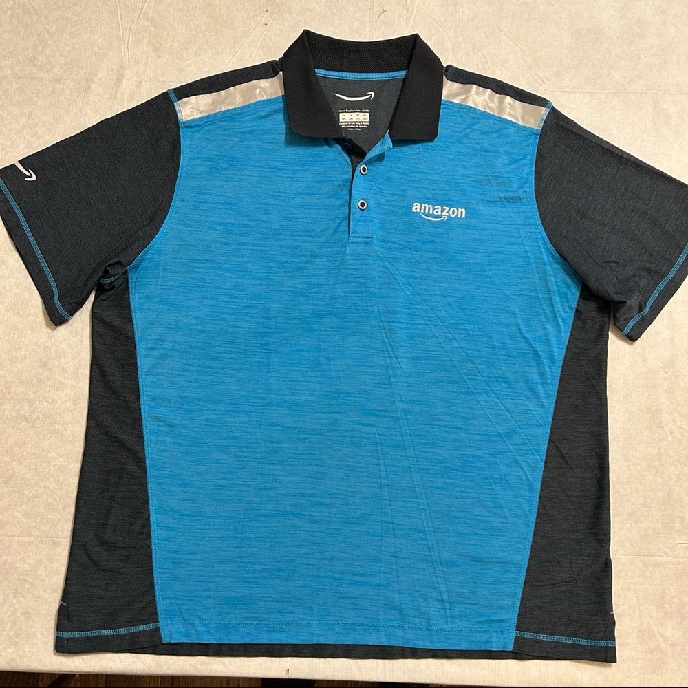 Amazon Blue Reflective Tropical Polo Delivery Employee Uniform Mens XXL TMPSS